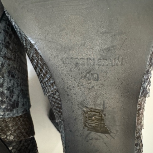 Anthropologie‎ Chio Blue Snake Print Ankle Boot Booties, Size 40 - Picture 9 of 11